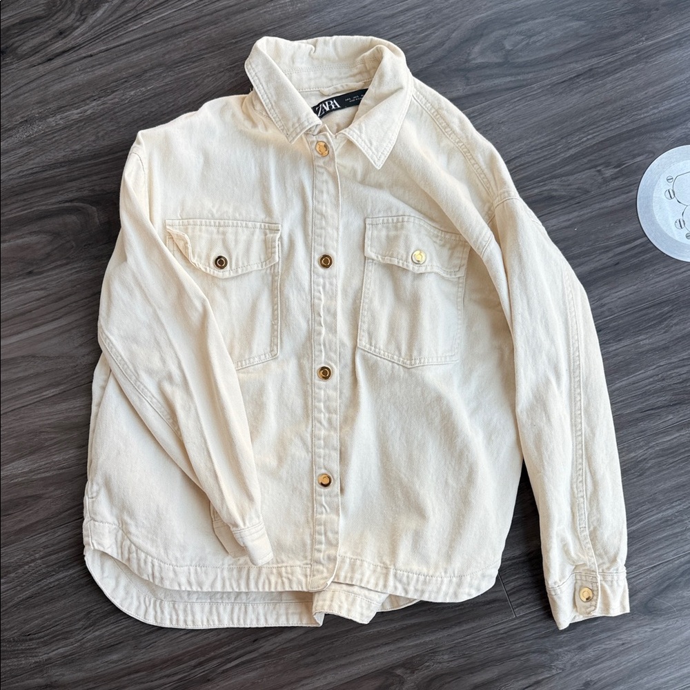 Cream Zara Button-Up Jacket